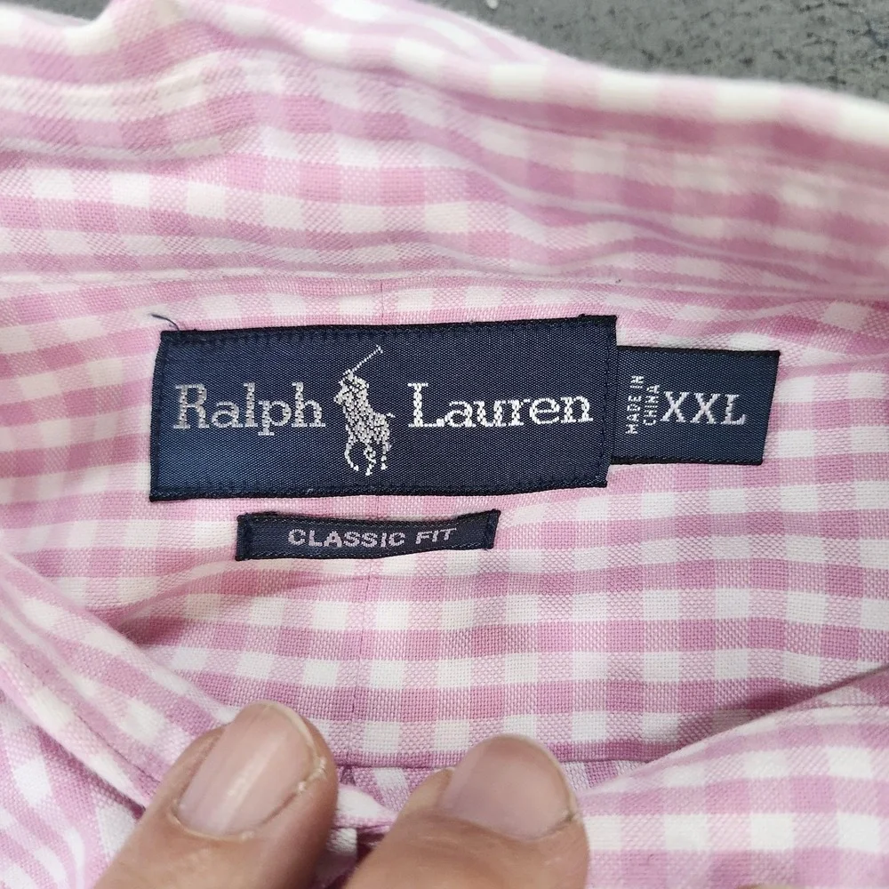 Ralph Lauren Shirt Mens 2XL Pink Check Classic Fit Long Sleeve Button Down - Picture 3 of 7